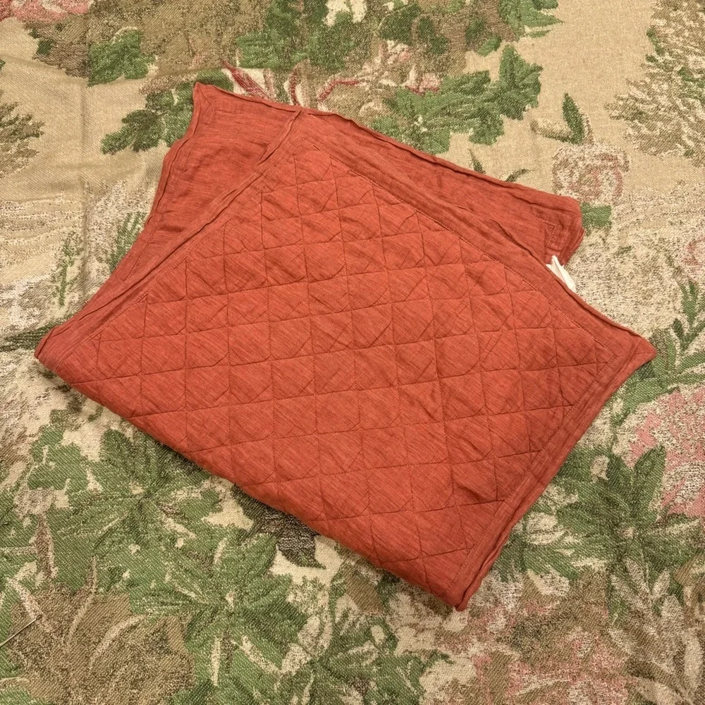 Pottery Barn Kind Size Belgian Flax Linen Diamond Quilted Sham 36” x20”